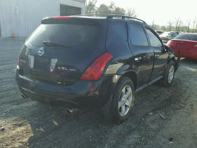 JN8AZ08W45W437687 - 2005 NISSAN MURANO SL BLACK photo 4