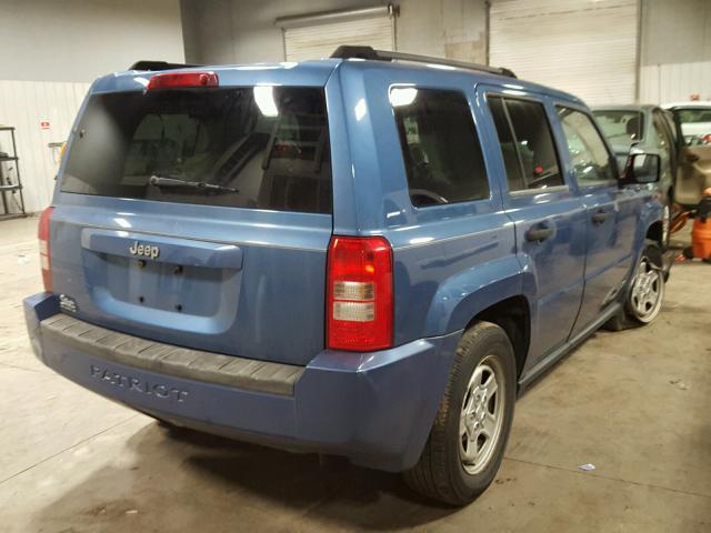 1J8FT28077D317108 - 2007 JEEP PATRIOT SP BLUE photo 4