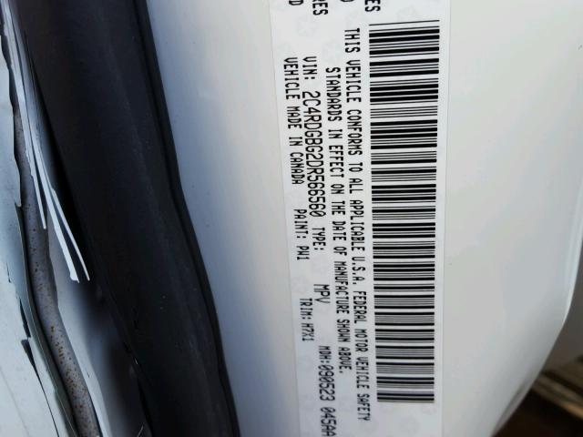 2C4RDGBG2DR566560 - 2013 DODGE GRAND CARA WHITE photo 10