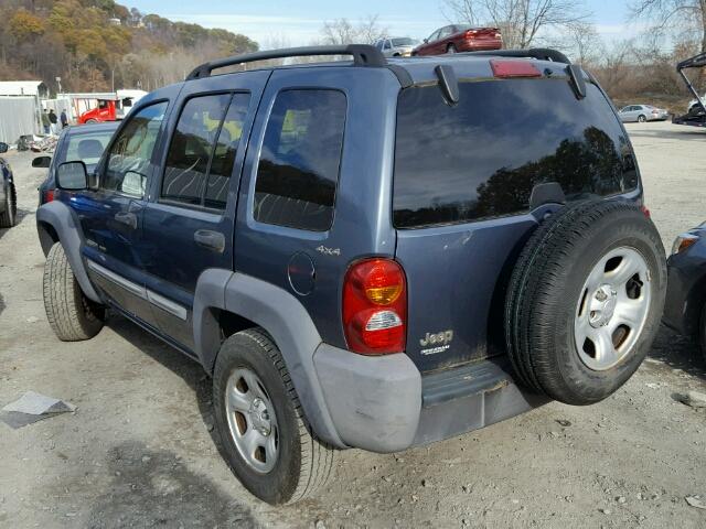 1J4GL48K42W201753 - 2002 JEEP LIBERTY SP BLUE photo 3