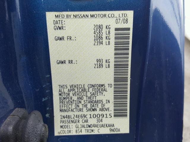 1N4BL24E69C100915 - 2009 NISSAN ALTIMA 3.5 BLUE photo 10