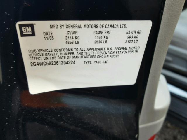 2G4WC582361204224 - 2006 BUICK LACROSSE C BLACK photo 10