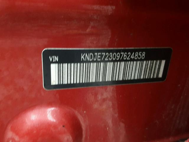 KNDJE723097624858 - 2009 KIA SPORTAGE L RED photo 10