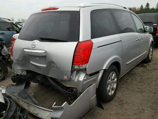 5N1BV28U08N111736 - 2008 NISSAN QUEST S SILVER photo 4