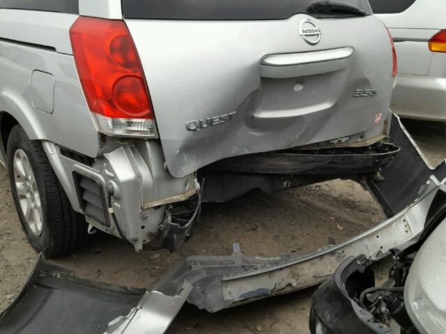 5N1BV28U08N111736 - 2008 NISSAN QUEST S SILVER photo 9