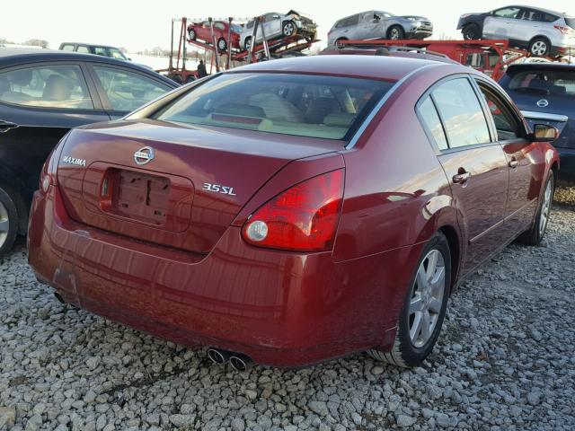 1N4BA41E54C882042 - 2004 NISSAN MAXIMA SE RED photo 4