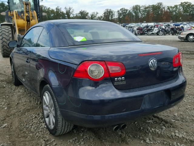 WVWFA71F27V001635 - 2007 VOLKSWAGEN EOS 2.0T L BLUE photo 3