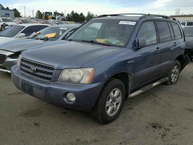 JTEHF21A910040109 - 2001 TOYOTA HIGHLANDER BLUE photo 2