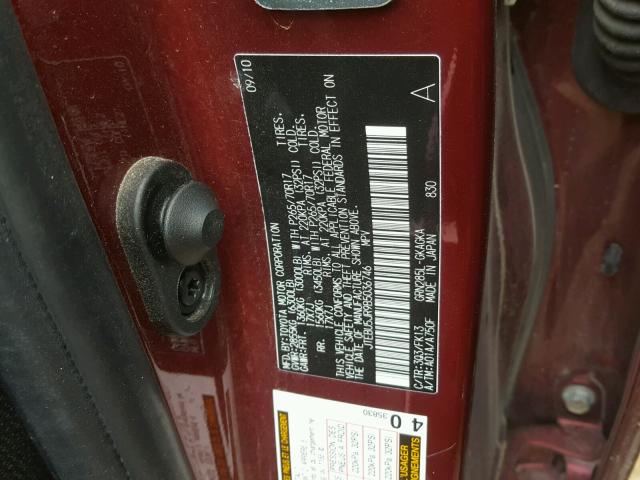 JTEBU5JR9B5036746 - 2011 TOYOTA 4RUNNER SR RED photo 10