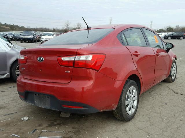 KNADM4A34D6306205 - 2013 KIA RIO LX RED photo 4