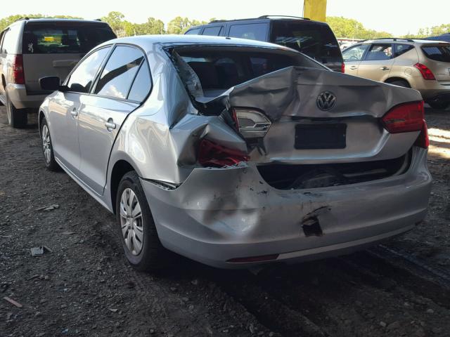 3VW1K7AJ2DM201803 - 2013 VOLKSWAGEN JETTA BASE SILVER photo 3