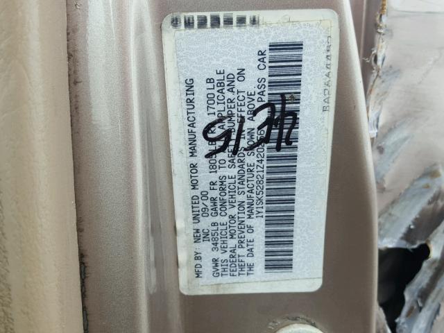 1Y1SK52821Z420256 - 2001 CHEVROLET GEO PRIZM 金色 照片 10