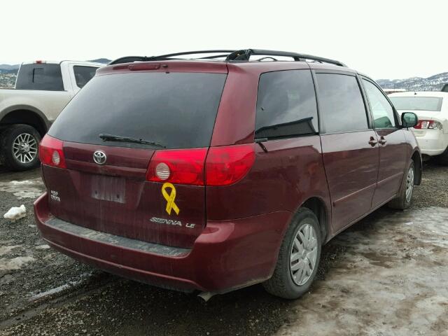 5TDZK23C38S117521 - 2008 TOYOTA SIENNA CE RED photo 4