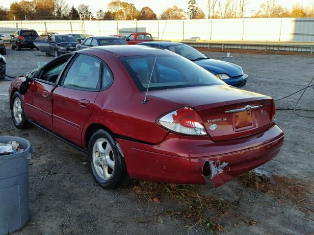 1FAFP53U72G195712 - 2002 FORD TAURUS SE RED photo 3