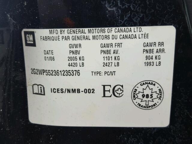 2G2WP552361235376 - 2006 PONTIAC GRAND PRIX BLACK photo 10