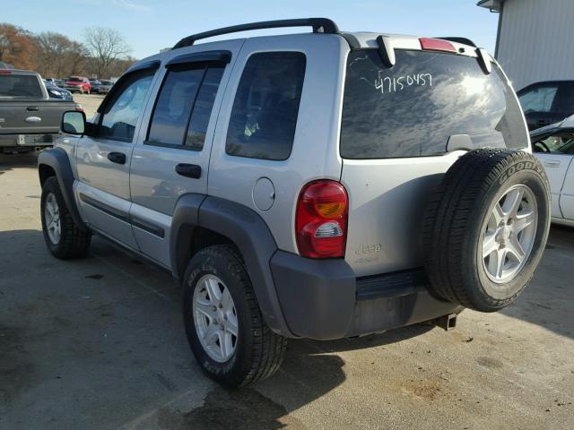 1J4GL48K44W327727 - 2004 JEEP LIBERTY SP SILVER photo 3