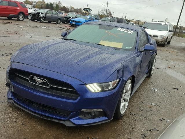 1FA6P8TH7F5325459 - 2015 FORD MUSTANG BLUE photo 2