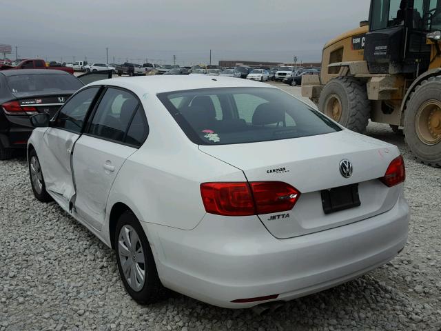 3VW2K7AJ5CM346692 - 2012 VOLKSWAGEN JETTA BASE WHITE photo 3