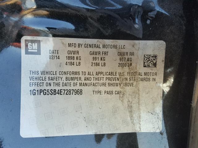 1G1PG5SB4E7287968 - 2014 CHEVROLET CRUZE LTZ BLACK photo 10