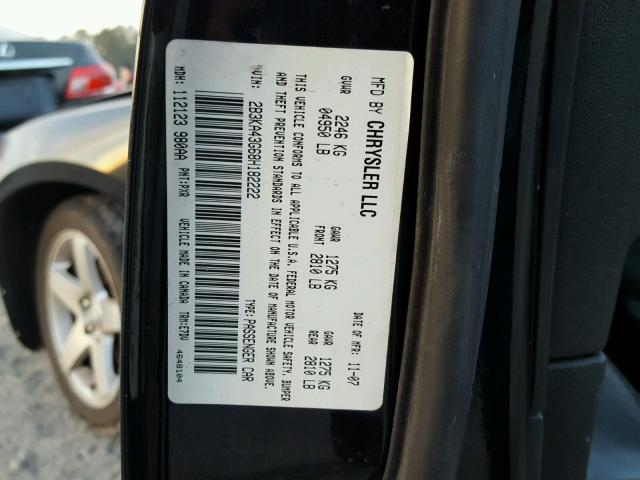 2B3KA43G68H182222 - 2008 DODGE CHARGER BLACK photo 10