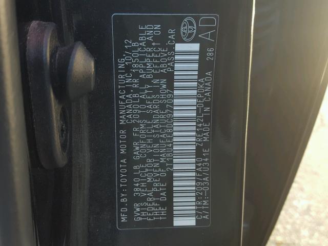 2T1BU4EE8DC977097 - 2013 TOYOTA COROLLA BA BLACK photo 10