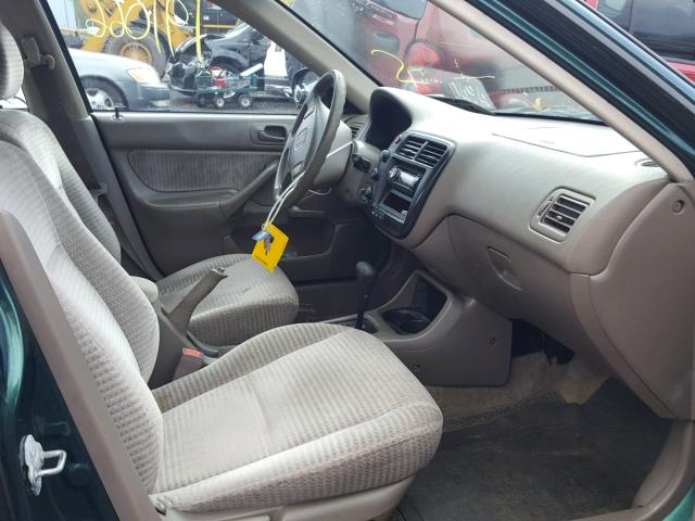 2HGEJ6617YH588509 - 2000 HONDA CIVIC BASE GREEN photo 5