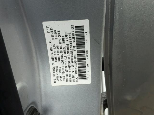 1HGCR2F7XEA085256 - 2014 HONDA ACCORD EX SILVER photo 10