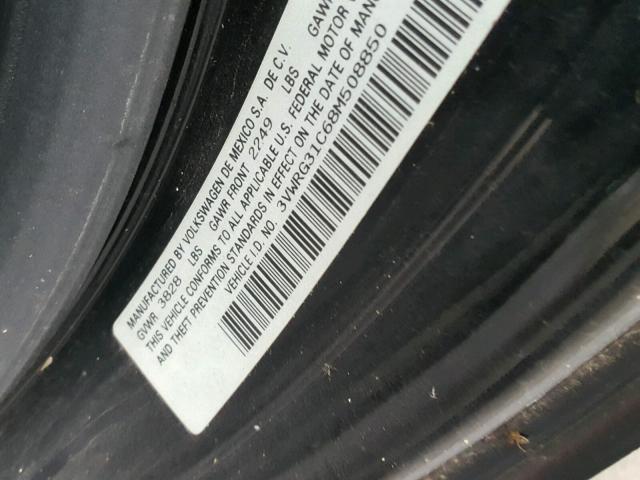 3VWRG31C68M508850 - 2008 VOLKSWAGEN NEW BEETLE შავი ფოტო 10