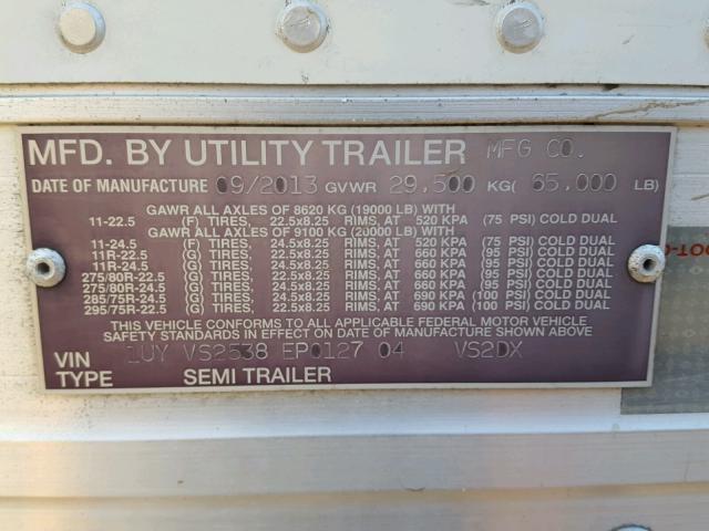 1UYVS2538EP012704 - 2014 UTILITY TRAILER WHITE photo 10