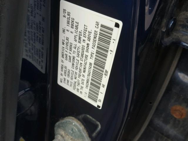 1HGCM56176A015498 - 2006 HONDA ACCORD VAL BLUE photo 10