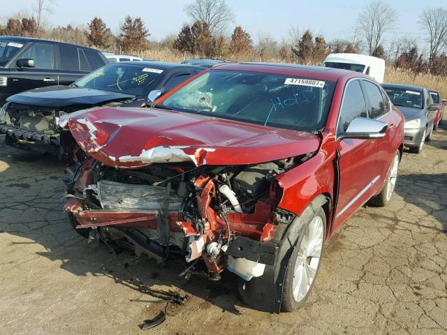 2G1155S33E9165539 - 2014 CHEVROLET IMPALA LTZ RED photo 2