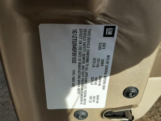 1G1ZT52845F261532 - 2005 CHEVROLET MALIBU LS 棕色 照片 10