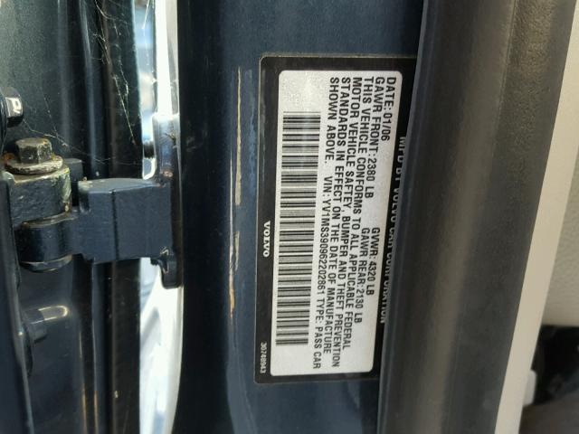 YV1MS390962202861 - 2006 VOLVO S40 2.4I BLUE photo 10