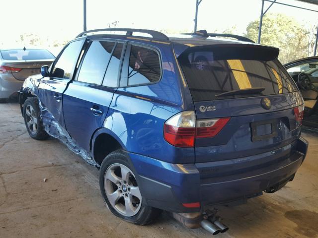 WBXPC93437WF02572 - 2007 BMW X3 3.0SI BLUE photo 3