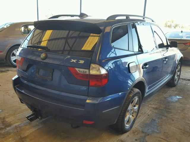 WBXPC93437WF02572 - 2007 BMW X3 3.0SI BLUE photo 4