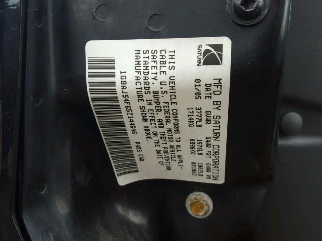 1G8AJ54F65Z144646 - 2005 SATURN ION LEVEL Qara foto 10