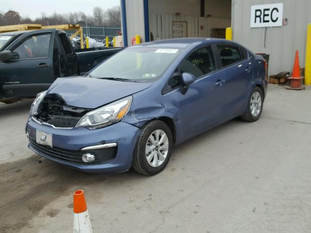 KNADN4A34G6634371 - 2016 KIA RIO EX BLUE photo 2