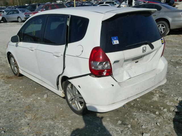 JHMGD38627S016159 - 2007 HONDA FIT S WHITE photo 3