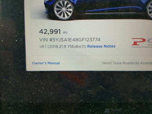 5YJSA1E48GF123774 - 2016 TESLA MODEL S BLUE photo 8