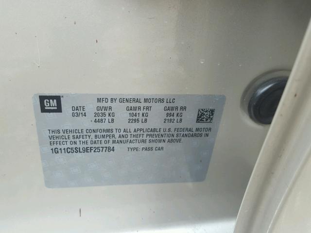 1G11C5SL9EF257784 - 2014 CHEVROLET MALIBU 1LT 金色 照片 10