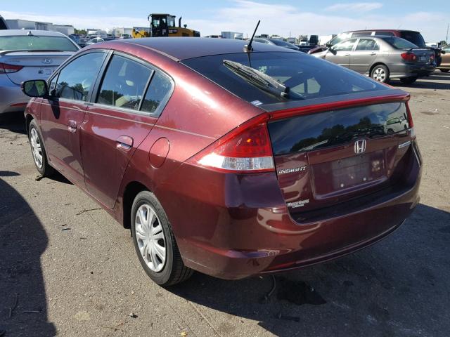 JHMZE2H54BS010606 - 2011 HONDA INSIGHT LX MAROON photo 3