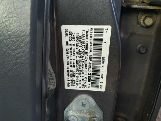 1HGES26725L019009 - 2005 HONDA CIVIC EX 灰色 照片 10