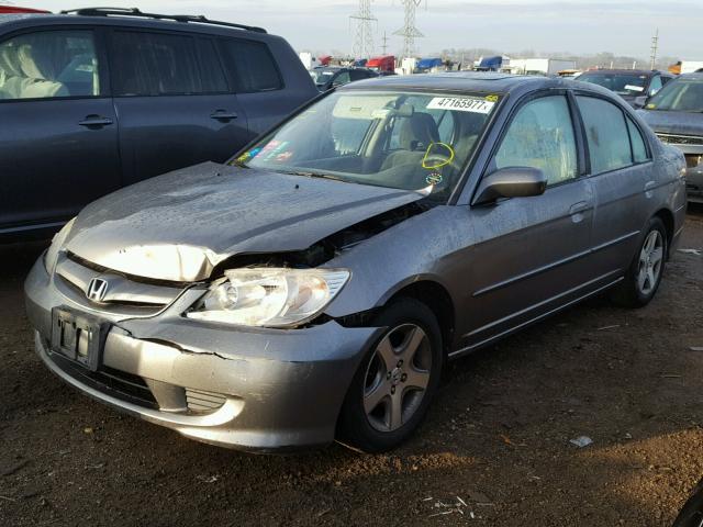 1HGES26725L019009 - 2005 HONDA CIVIC EX GRAY photo 2