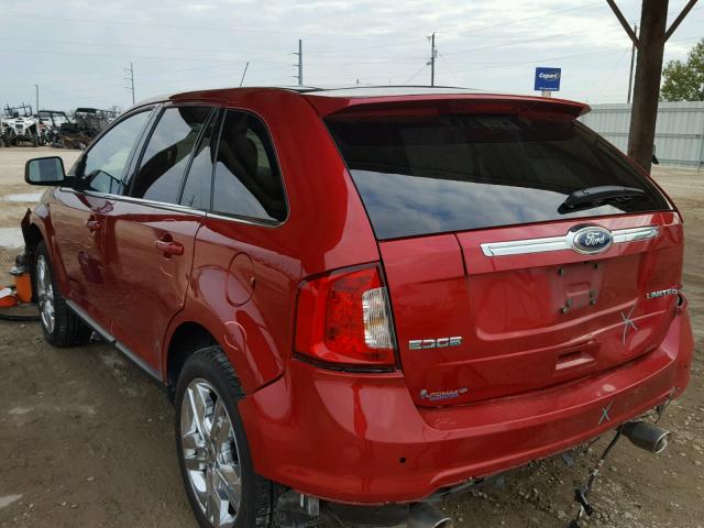 2FMDK3KC7BBA26998 - 2011 FORD EDGE LIMIT RED photo 3