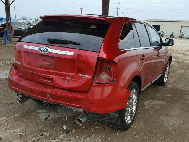 2FMDK3KC7BBA26998 - 2011 FORD EDGE LIMIT RED photo 4