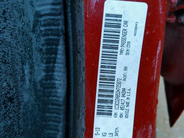 1C3CDZAB5DN725872 - 2013 DODGE AVENGER SE RED photo 10