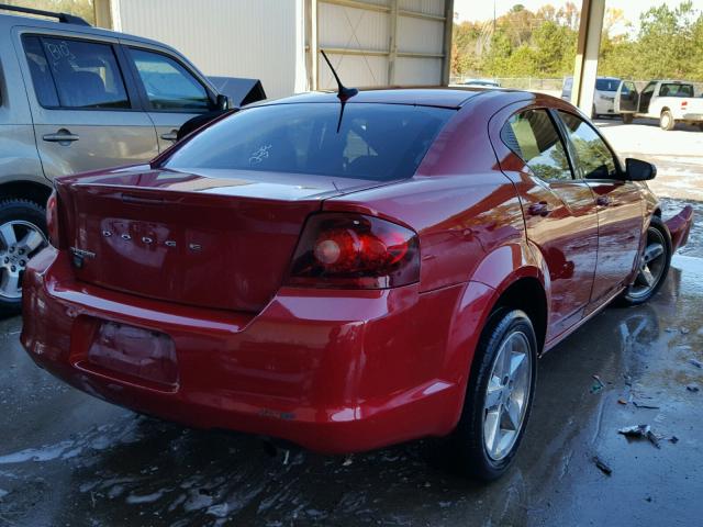 1C3CDZAB5DN725872 - 2013 DODGE AVENGER SE RED photo 4