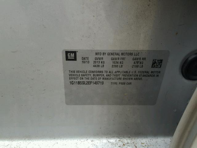 1G11B5SL2EF149719 - 2014 CHEVROLET MALIBU LS Gümüş foto 10