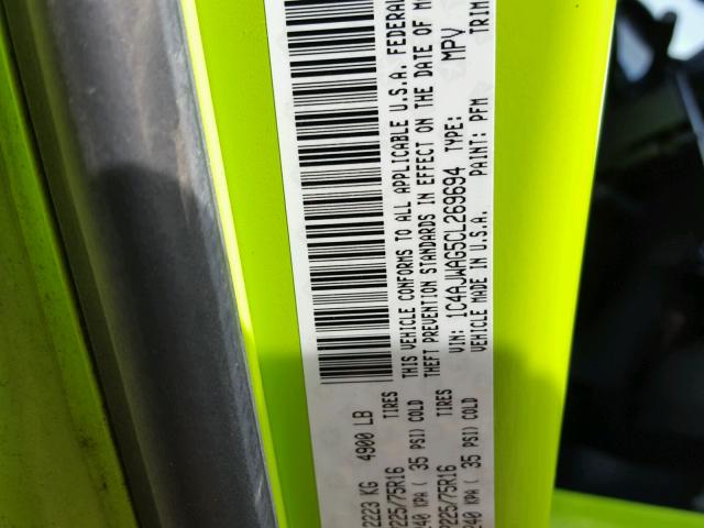 1C4AJWAG5CL269694 - 2012 JEEP WRANGLER S GREEN photo 10