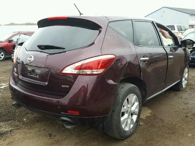 JN8AZ1MW2EW521194 - 2014 NISSAN MURANO S MAROON photo 4